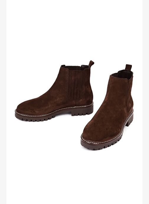 Kadın Kahverengi Süet Deri Chelsea Bot 25WFD188010 - Görsel 4