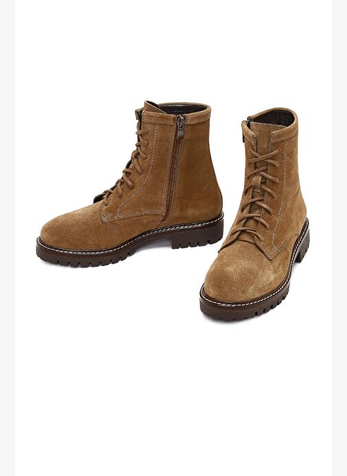 Kadın Vizon Fermurlı Kalın Tabanlı Süet Deri Postal Bot 25WFD188110 - Görsel 4