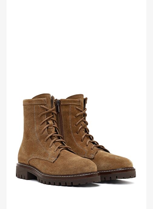 Kadın Taba Fermurlı Kalın Tabanlı Süet Deri Postal Bot 25WFD188110 - Görsel 5