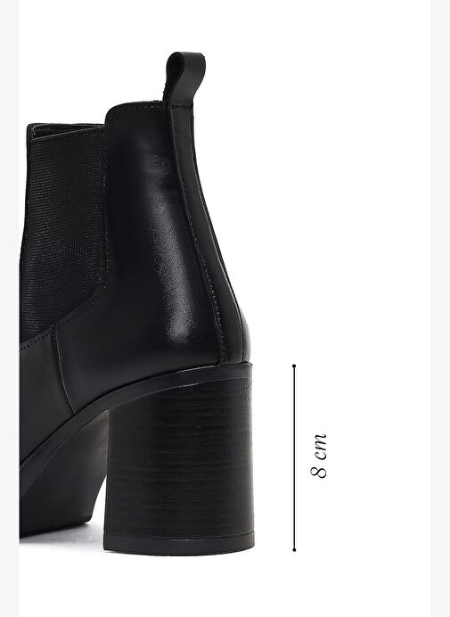 Kadın Siyah Kalın Topuklu Deri Chelsea Bot 25WFD188318 - Görsel 3