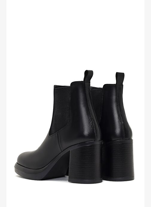 Kadın Siyah Kalın Topuklu Deri Chelsea Bot 25WFD188318 - Görsel 8