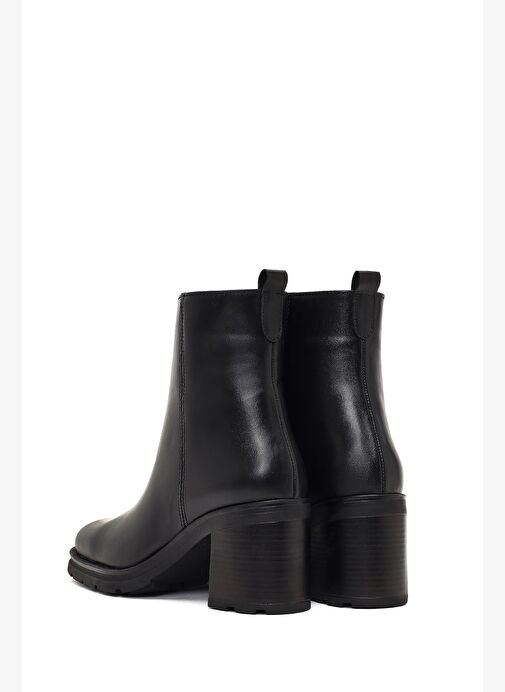 Kadın Siyah Fermuarlı Kalın Topuklu Deri Bot 25WFD188418 - Görsel 8
