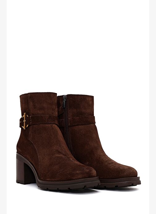 Derimod Derimod Kadın Kahverengi Fermuarlı Kalın Topuklu Süet Deri Bot 25WFD188510 Boyner'de! Kahverengi - 3. görsel