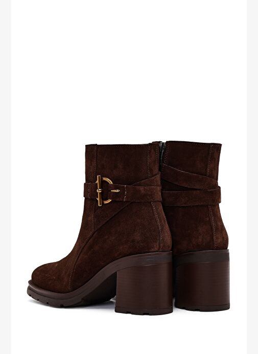 Derimod Derimod Kadın Kahverengi Fermuarlı Kalın Topuklu Süet Deri Bot 25WFD188510 Boyner'de! Kahverengi - 8. görsel