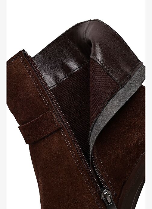 Derimod Derimod Kadın Kahverengi Fermuarlı Kalın Topuklu Süet Deri Bot 25WFD188510 Boyner'de! Kahverengi - 9. görsel