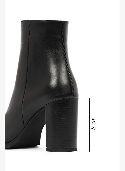 Derimod Derimod Kadın Siyah Fermuarlı Kalın Topuklu Deri Bot 25WFD188618 Boyner'de! Siyah - 5. görsel