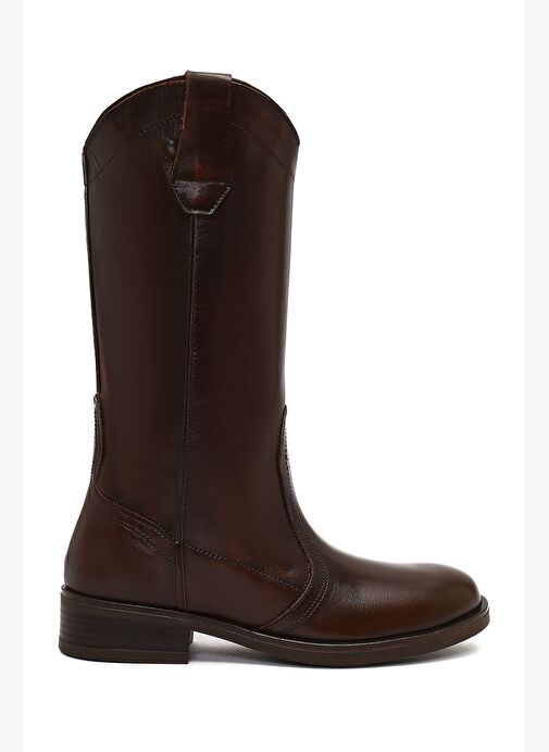 Kadın Kahverengi Deri Kovboy Çizme 25WFD188718 - Görsel 2