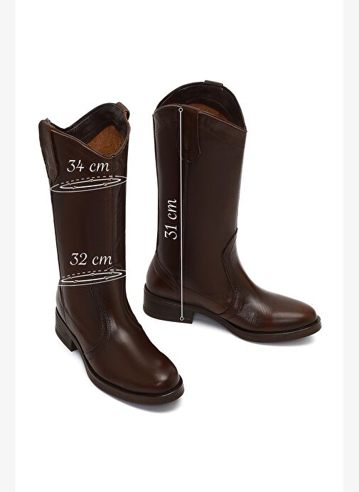 Kadın Kahverengi Deri Kovboy Çizme 25WFD188718 - Görsel 3