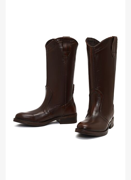 Kadın Kahverengi Deri Kovboy Çizme 25WFD188718 - Görsel 4