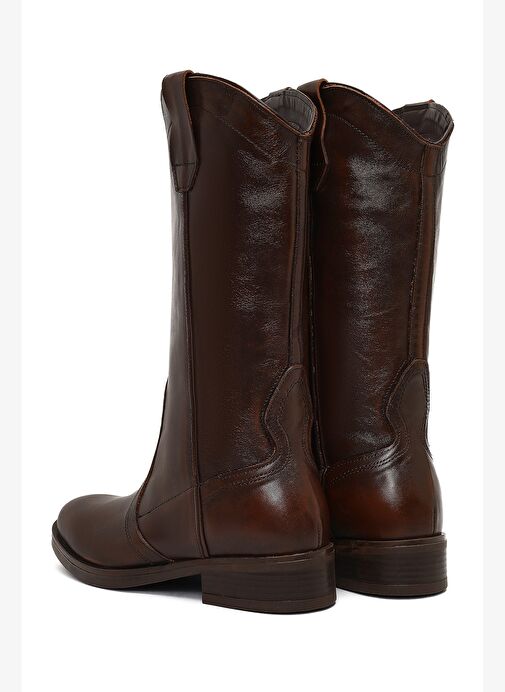 Kadın Kahverengi Deri Kovboy Çizme 25WFD188718 - Görsel 8