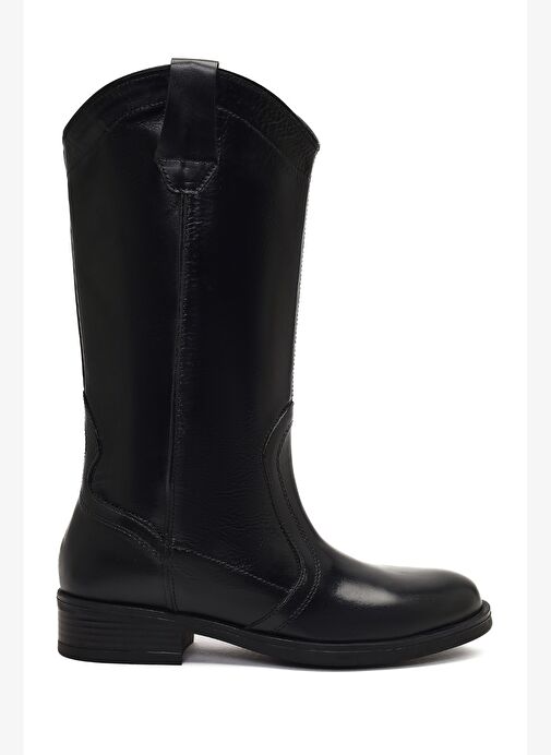 Kadın Siyah Deri Kovboy Çizme 25WFD188718 - Görsel 2