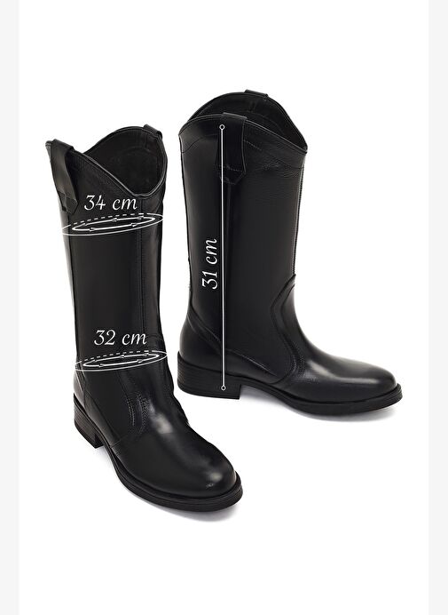 Kadın Siyah Deri Kovboy Çizme 25WFD188718 - Görsel 3