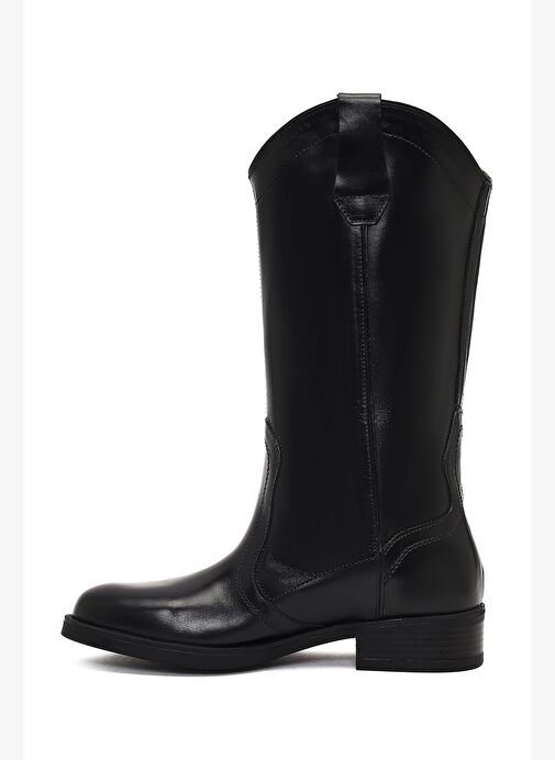 Kadın Siyah Deri Kovboy Çizme 25WFD188718 - Görsel 5