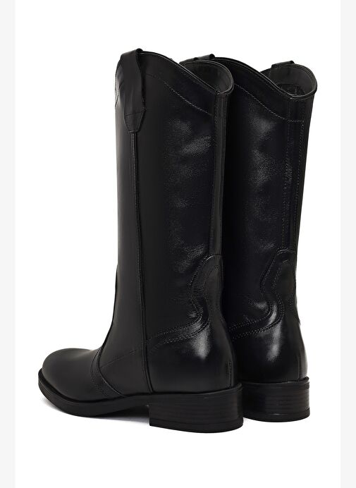 Kadın Siyah Deri Kovboy Çizme 25WFD188718 - Görsel 8