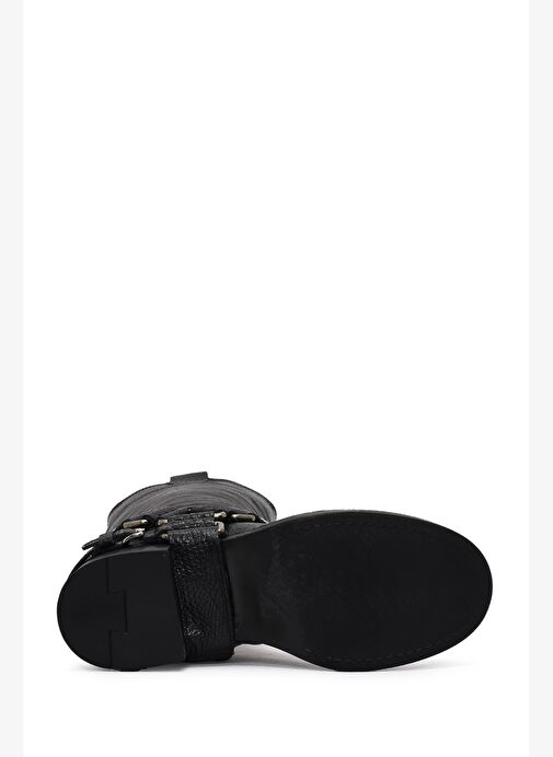 Kadın Siyah Deri Biker Çizme 25WFD1892FT - Görsel 7