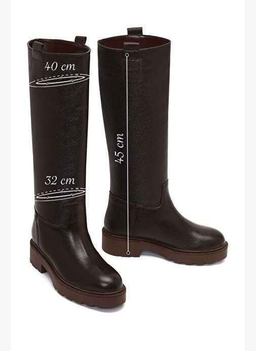 Kadın Kahverengi Kalın Tabanlı Deri Çizme 25WFD1893FT - Görsel 3