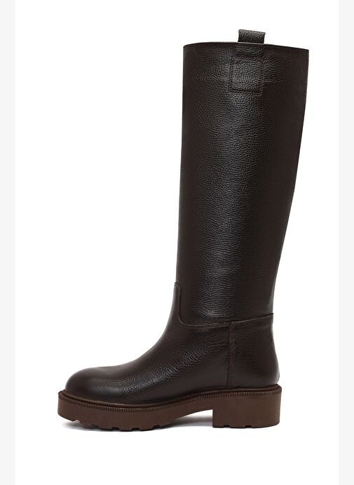 Kadın Kahverengi Kalın Tabanlı Deri Çizme 25WFD1893FT - Görsel 5