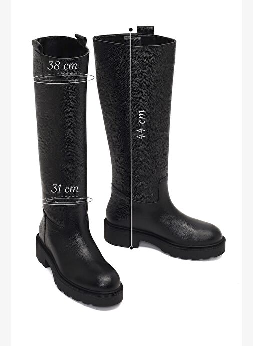 Kadın Siyah Kalın Tabanlı Deri Çizme 25WFD1893FT - Görsel 3