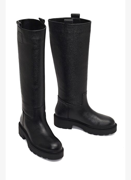 Kadın Siyah Kalın Tabanlı Deri Çizme 25WFD1893FT - Görsel 9