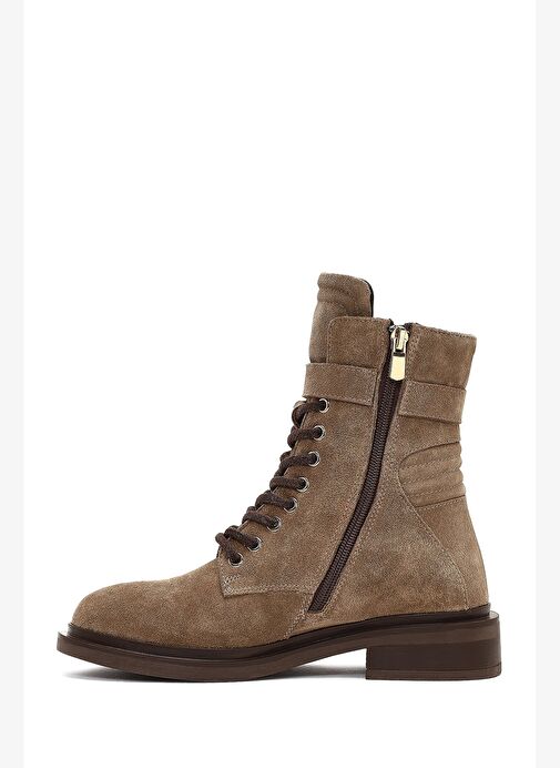 Kadın Vizon Fermuarlı Bağcıklı Süet Deri Postal Bot 25WFD200110 - Görsel 3