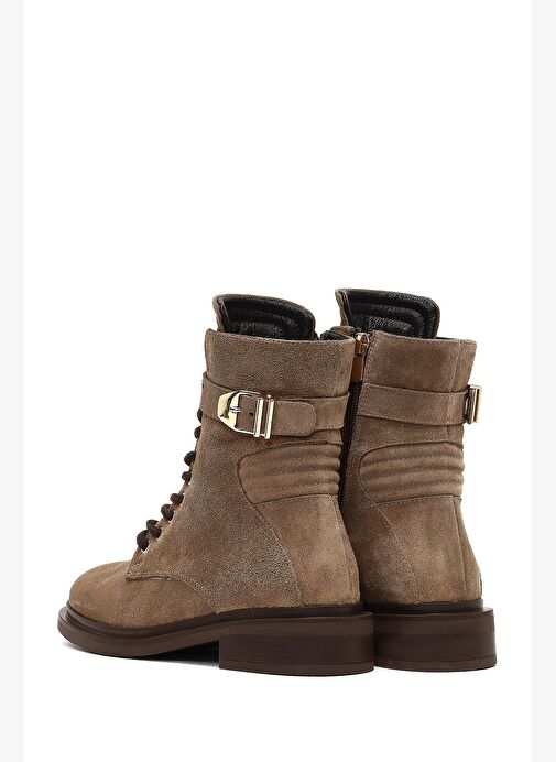 Kadın Vizon Fermuarlı Bağcıklı Süet Deri Postal Bot 25WFD200110 - Görsel 7