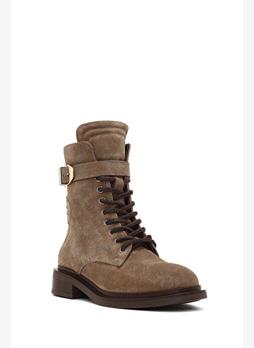 Kadın Vizon Fermuarlı Bağcıklı Süet Deri Postal Bot 25WFD200110 - Görsel 8