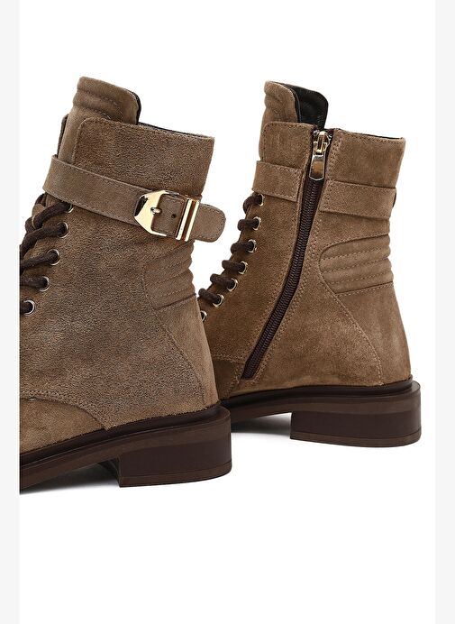 Kadın Vizon Fermuarlı Bağcıklı Süet Deri Postal Bot 25WFD200110 - Görsel 9