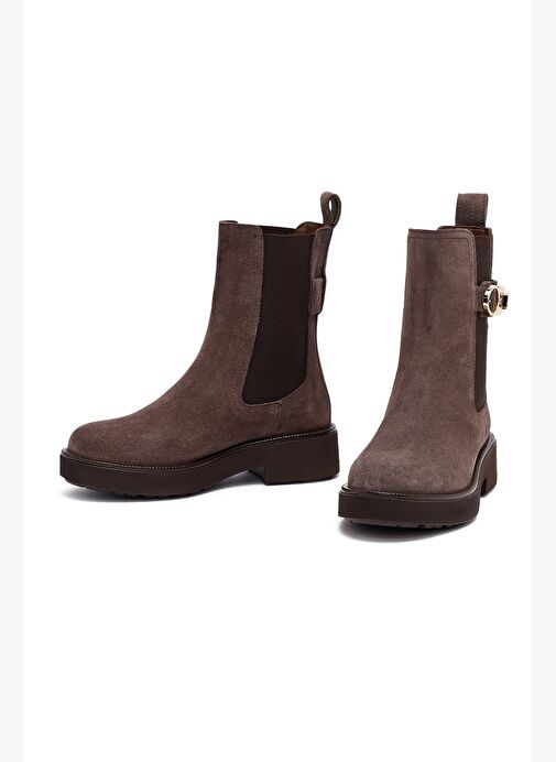 Kadın Vizon Kalın Tabanlı Süet Deri Chelsea Bot 25WFD202010 - Görsel 4