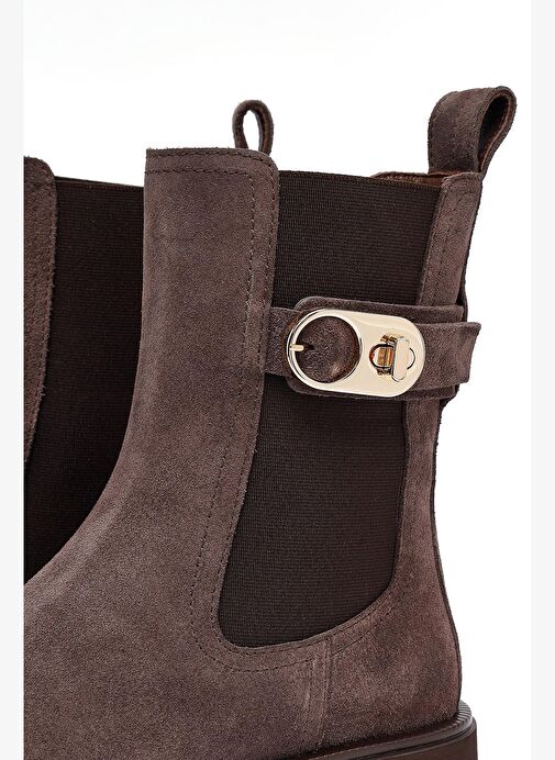 Kadın Vizon Kalın Tabanlı Süet Deri Chelsea Bot 25WFD202010 - Görsel 9