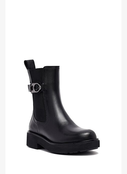 Kadın Siyah Kalın Tabanlı Deri Chelsea Bot 25WFD202018 - Görsel 8