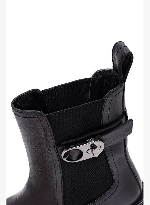 Kadın Siyah Kalın Tabanlı Deri Chelsea Bot 25WFD202018 - Görsel 9