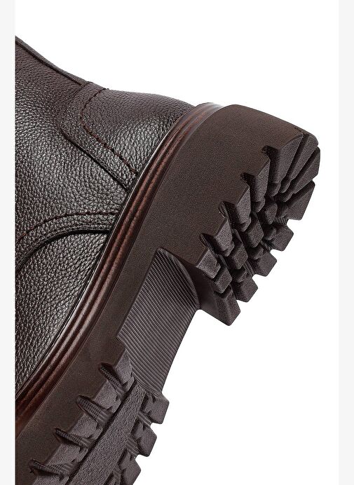 Kadın Kahverengi Fermuarlı Bağcıklı Deri Postal Bot 25WFD2021FT - Görsel 9