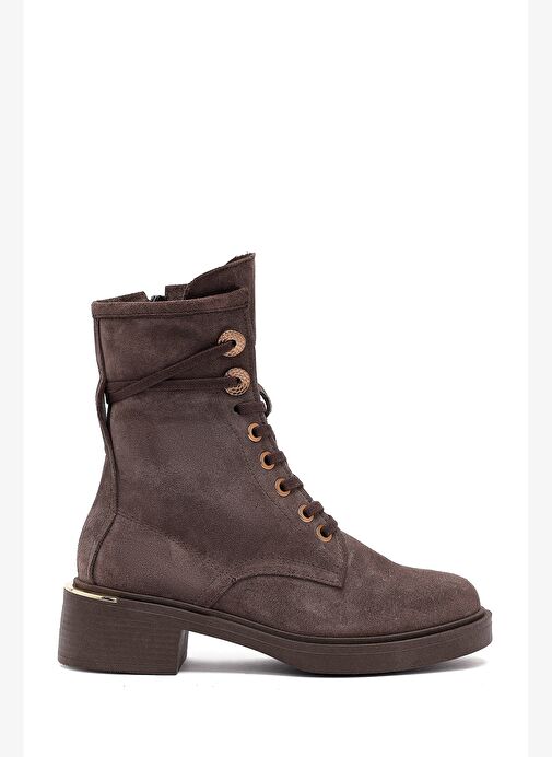 Kadın Vizon Fermuarlı Bağcıklı Süet Deri Postal Bot 25WFD202710 - Görsel 2