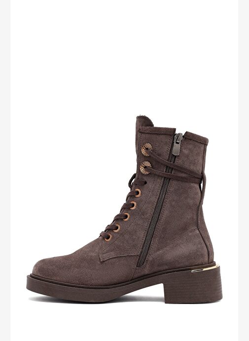 Kadın Vizon Fermuarlı Bağcıklı Süet Deri Postal Bot 25WFD202710 - Görsel 3