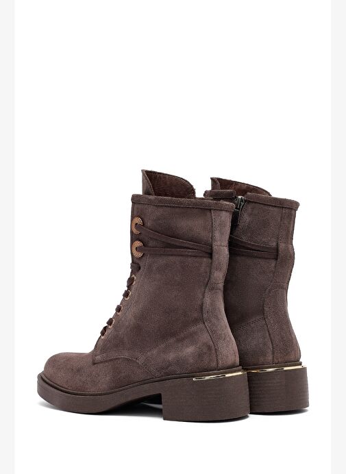 Kadın Vizon Fermuarlı Bağcıklı Süet Deri Postal Bot 25WFD202710 - Görsel 7