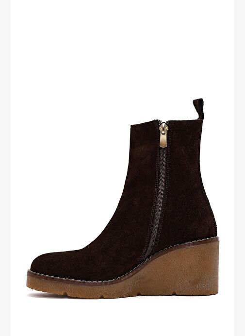 Derimod Derimod Kadın Kahverengi Faermuarlı Dolgu Topuklu Süet Deri Bot 25WFD203510 Boyner'de! Kahverengi - 4. görsel