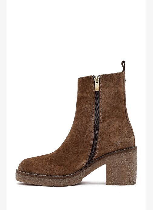 Derimod Derimod Kadın Bej Fermuarlı Kalın Topuklu Süet Deri Bot 25WFD203610 Boyner'de! Bej - 4. görsel