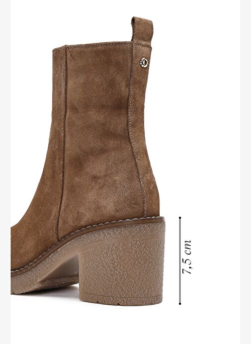 Derimod Derimod Kadın Bej Fermuarlı Kalın Topuklu Süet Deri Bot 25WFD203610 Boyner'de! Bej - 5. görsel