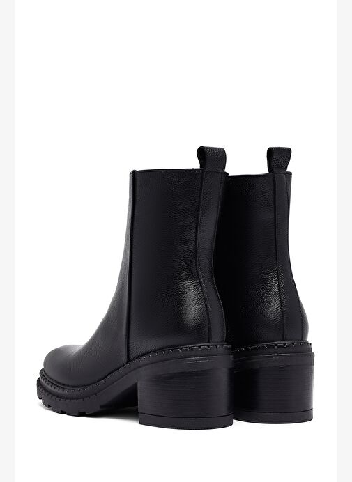 Kadın Siyah Fermuarlı Kalın Topuklu Deri Bot 25WFD2037FT - Görsel 8