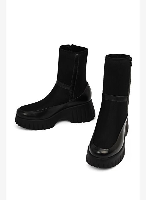 Derimod Derimod Kadın Siyah Fermuarlı Kalın Tabanlı Deri Bot 25WFD204514 Boyner'de! Siyah - 5. görsel