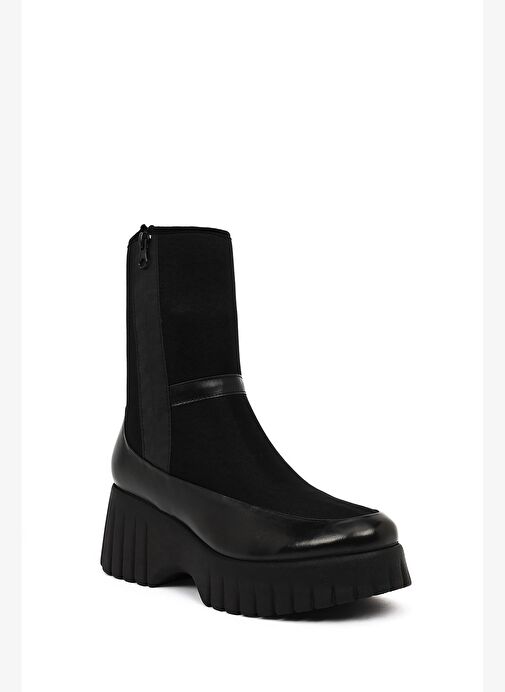 Derimod Derimod Kadın Siyah Fermuarlı Kalın Tabanlı Deri Bot 25WFD204514 Boyner'de! Siyah - 9. görsel