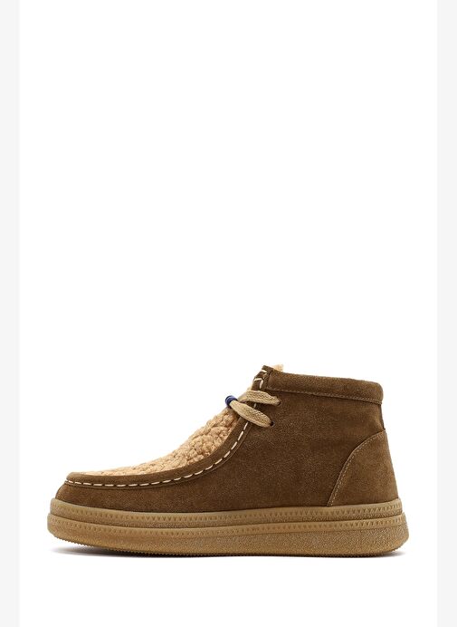 Kadın Vizon Bağcık Kalın Tabanlı Süet Deri Teddy Bot 25WFD205010 - Görsel 3