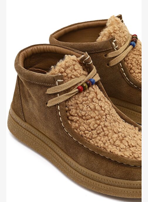 Kadın Vizon Bağcık Kalın Tabanlı Süet Deri Teddy Bot 25WFD205010 - Görsel 9