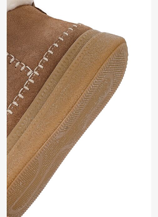 Kadın Vizon Fermuarlı Kalın Tabanlı Süet Deri Teddy Bot 25WFD205210 - Görsel 9