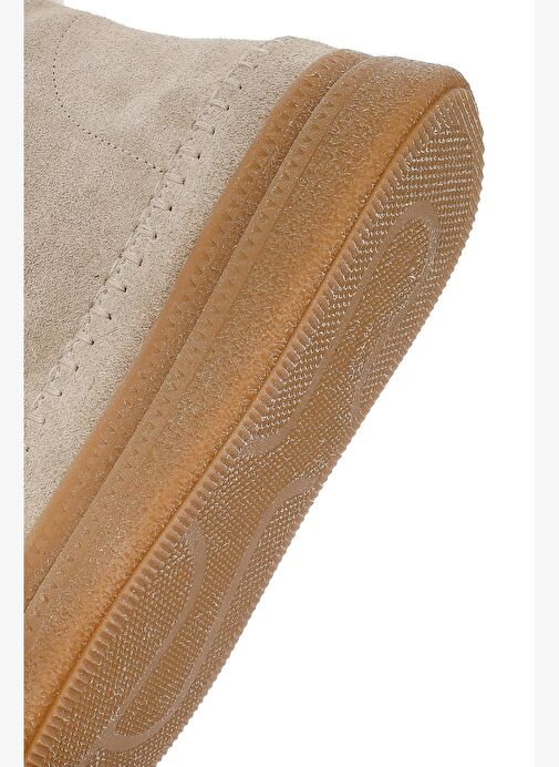 Kadın Bej Bağcıklı Kalın Tabanlı Süet Deri Teddy Bot 25WFD205310 - Görsel 9