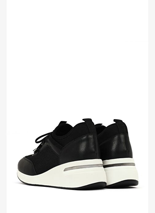 Derimod Derimod Kadın Siyah Bağcıklı Dolgu Topuklu Sneaker 25WFD221414 Boyner'de! Siyah - 7. görsel