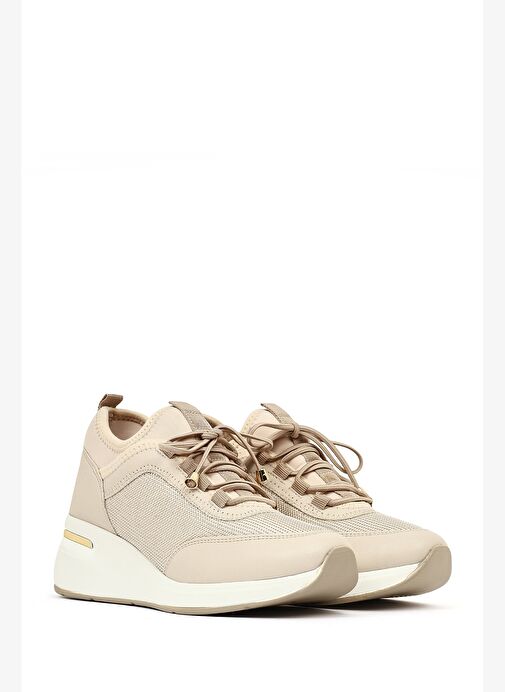Derimod Derimod Kadın Bej Bağcıklı Dolgu Topuklu Sneaker 25WFD221414 Boyner'de! Bej - 3. görsel