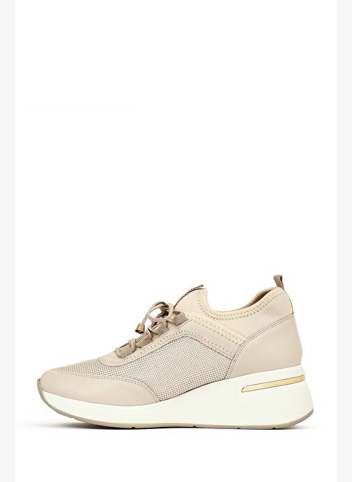 Derimod Derimod Kadın Bej Bağcıklı Dolgu Topuklu Sneaker 25WFD221414 Boyner'de! Bej - 4. görsel