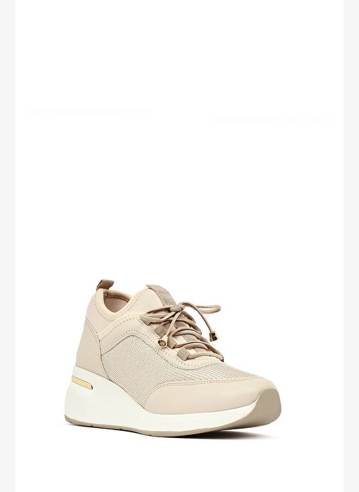Derimod Derimod Kadın Bej Bağcıklı Dolgu Topuklu Sneaker 25WFD221414 Boyner'de! Bej - 8. görsel