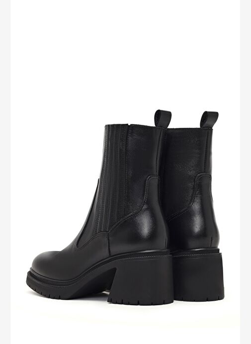 Kadın Siyah Fermuarlı Kalın Topuklu Deri Bot 25WFD230418 - Görsel 8